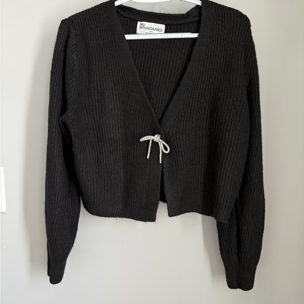 No Boundaries Black Cropped Cardigan Sweater, never worn